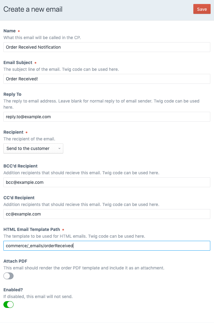 New Email Settings.