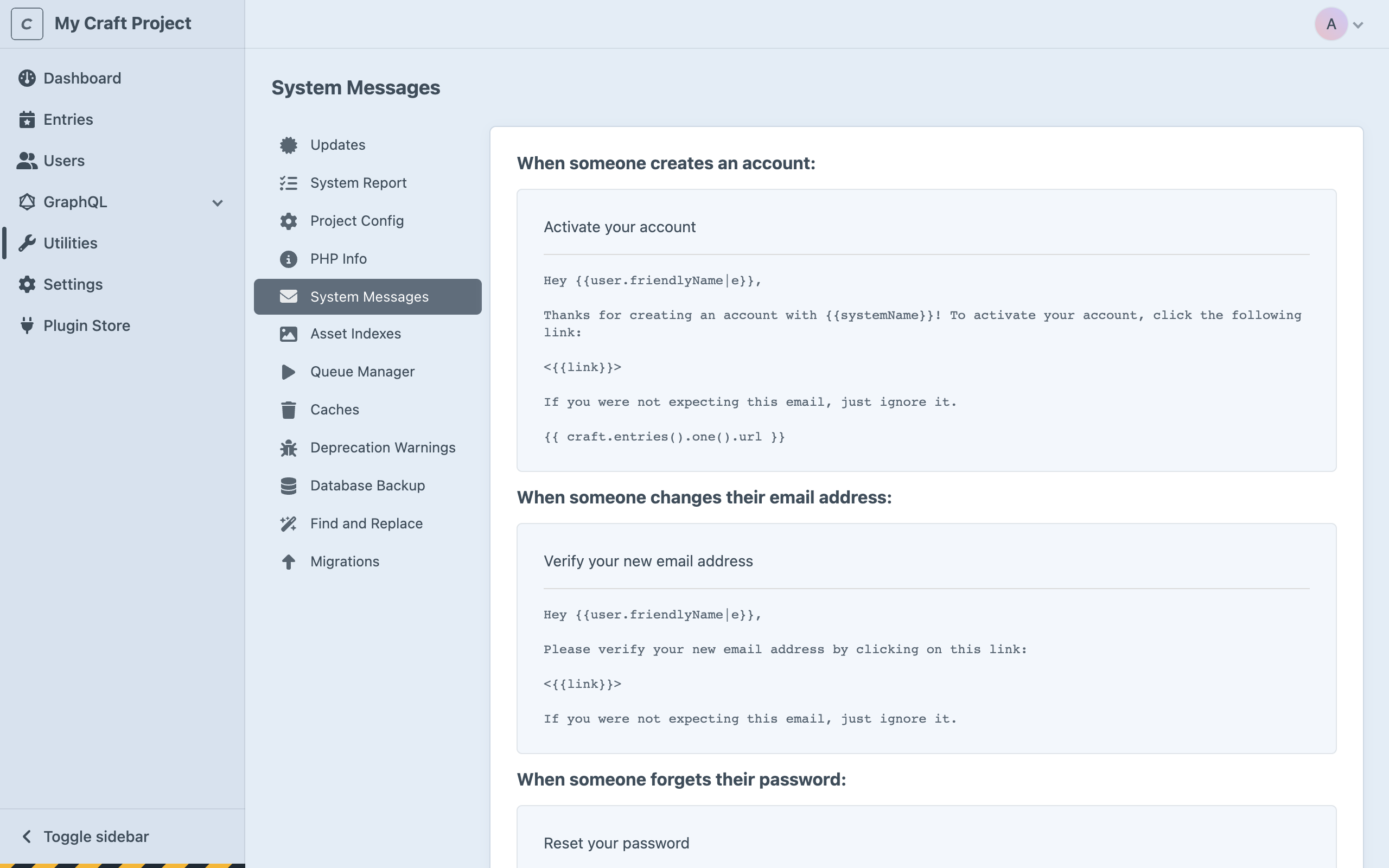 System messages